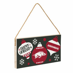 University of Arkansas Holiday Wood Wall Sign, 6x11 - Collegiate Home
