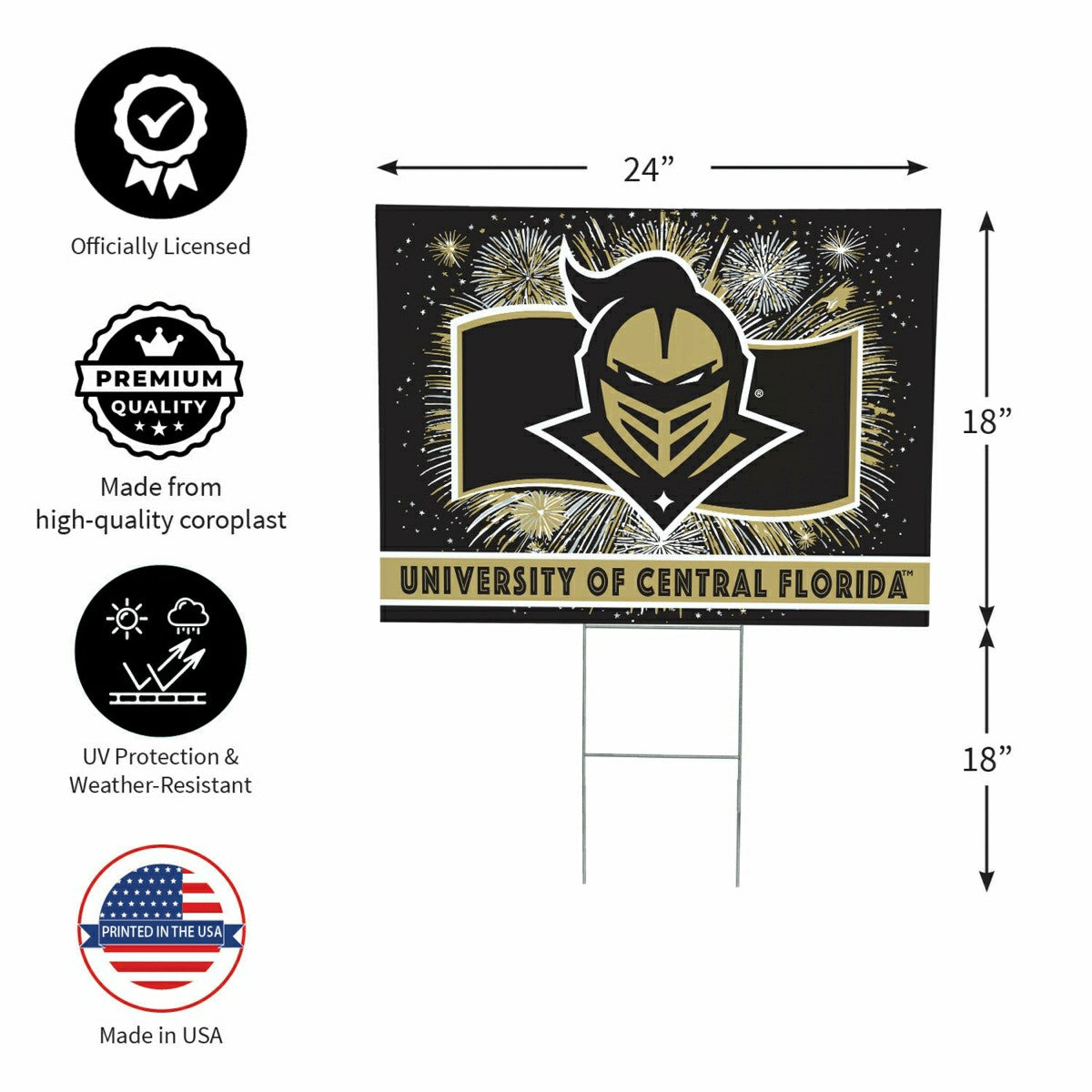 University of Central Florida Yard Sign, Patriotic - Collegiate Home