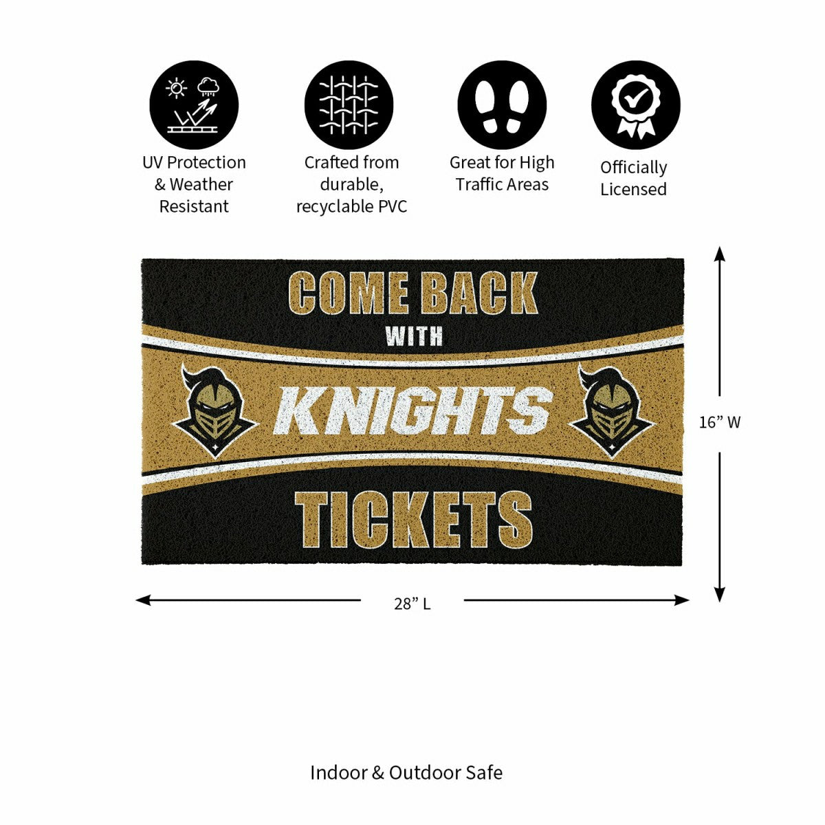 28" x 16" PVC Trapper Mat, Come Back with Tickets, University of Centr - Collegiate