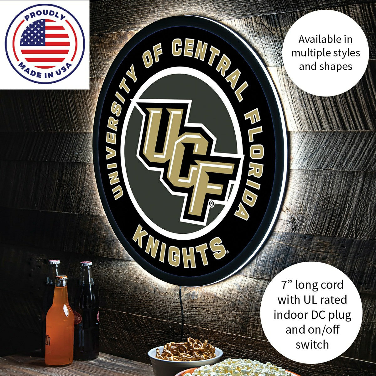 LED Wall Decor, Round, University of Central Florida - Collegiate Home
