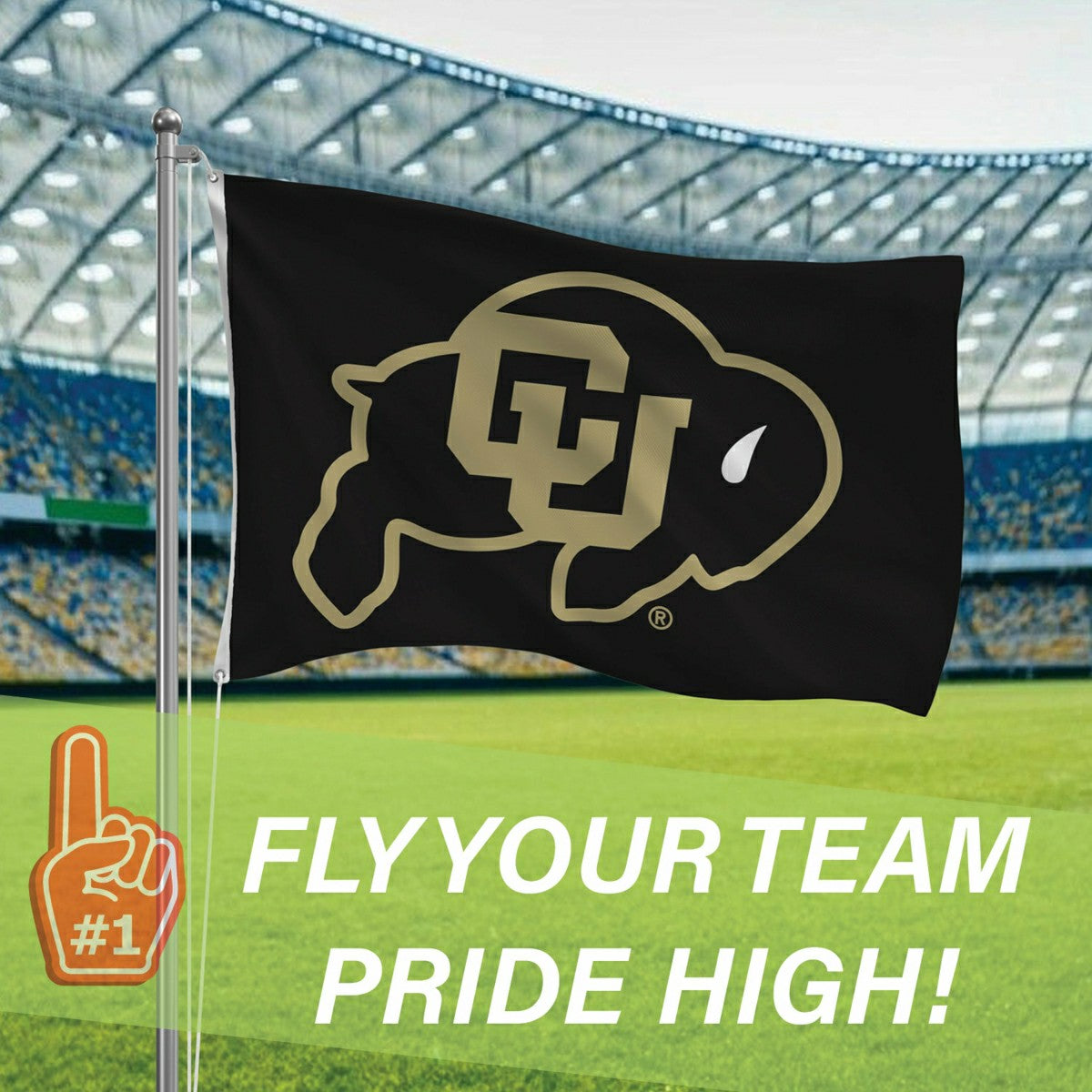 University of Colorado Single Sided Flag w/ 2 Grommets, 3'x5' - Collegiate Home