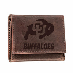 University of Colorado, Tri-Fold Wallet, Brown, CH, 100% Genuine Leath - Collegiate Home