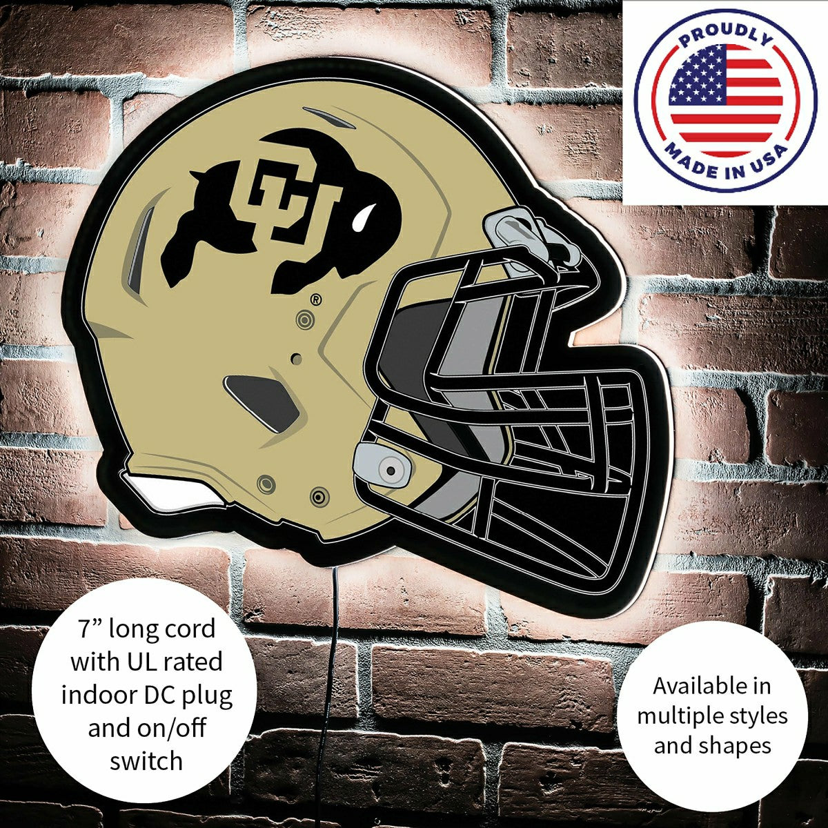 LED Wall Decor, Helmet, University of Colorado - Collegiate Home