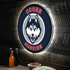 University of Connecticut College Large Round Edgelite LED Decor - Collegiate Home