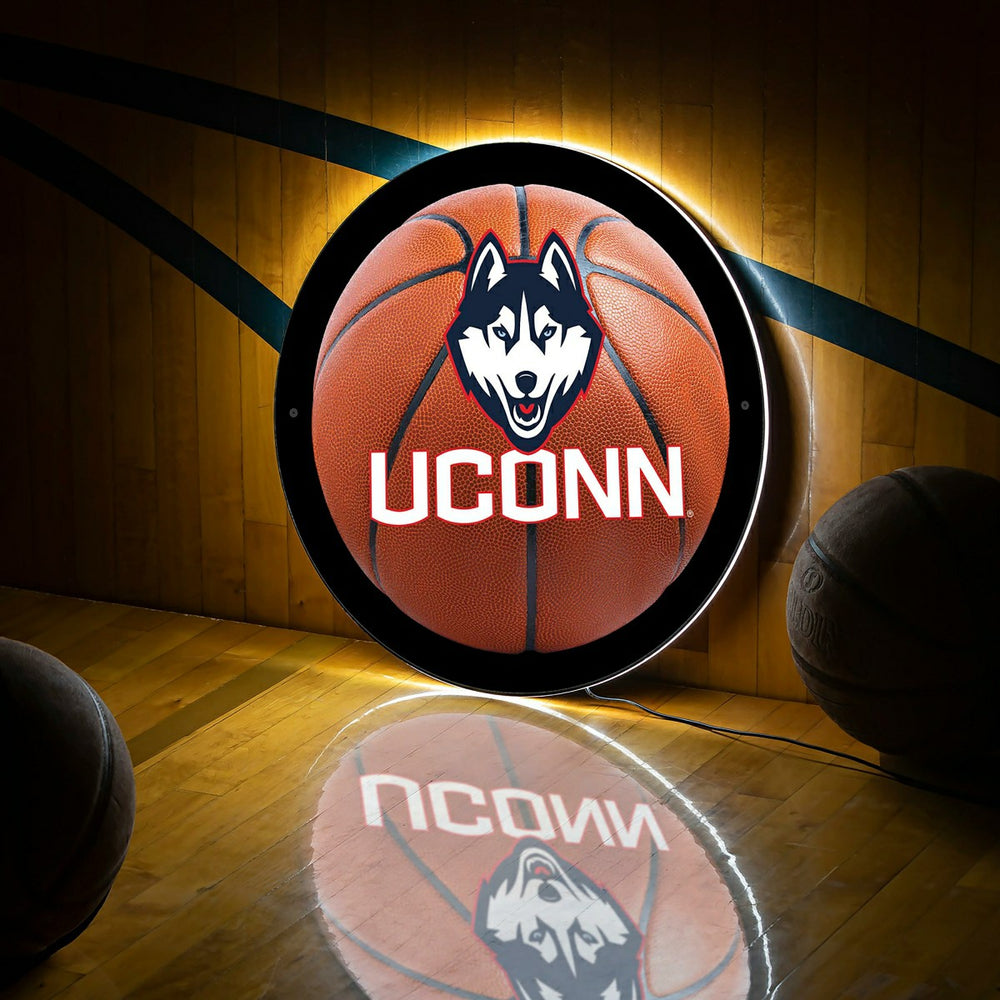LED Wall Decor, Round, Med, Uconn, Basketball - Collegiate Home