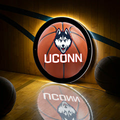 LED Wall Decor, Round, Med, Uconn, Basketball - Collegiate Home