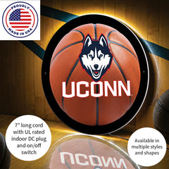 LED Wall Decor, Round, Med, Uconn, Basketball - Collegiate Home