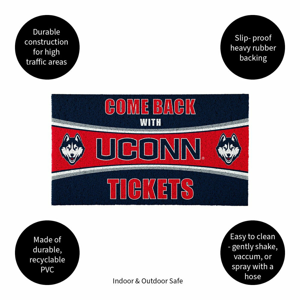 28" x 16" PVC Trapper Mat, Come Back with Tickets, Uconn - Collegiate