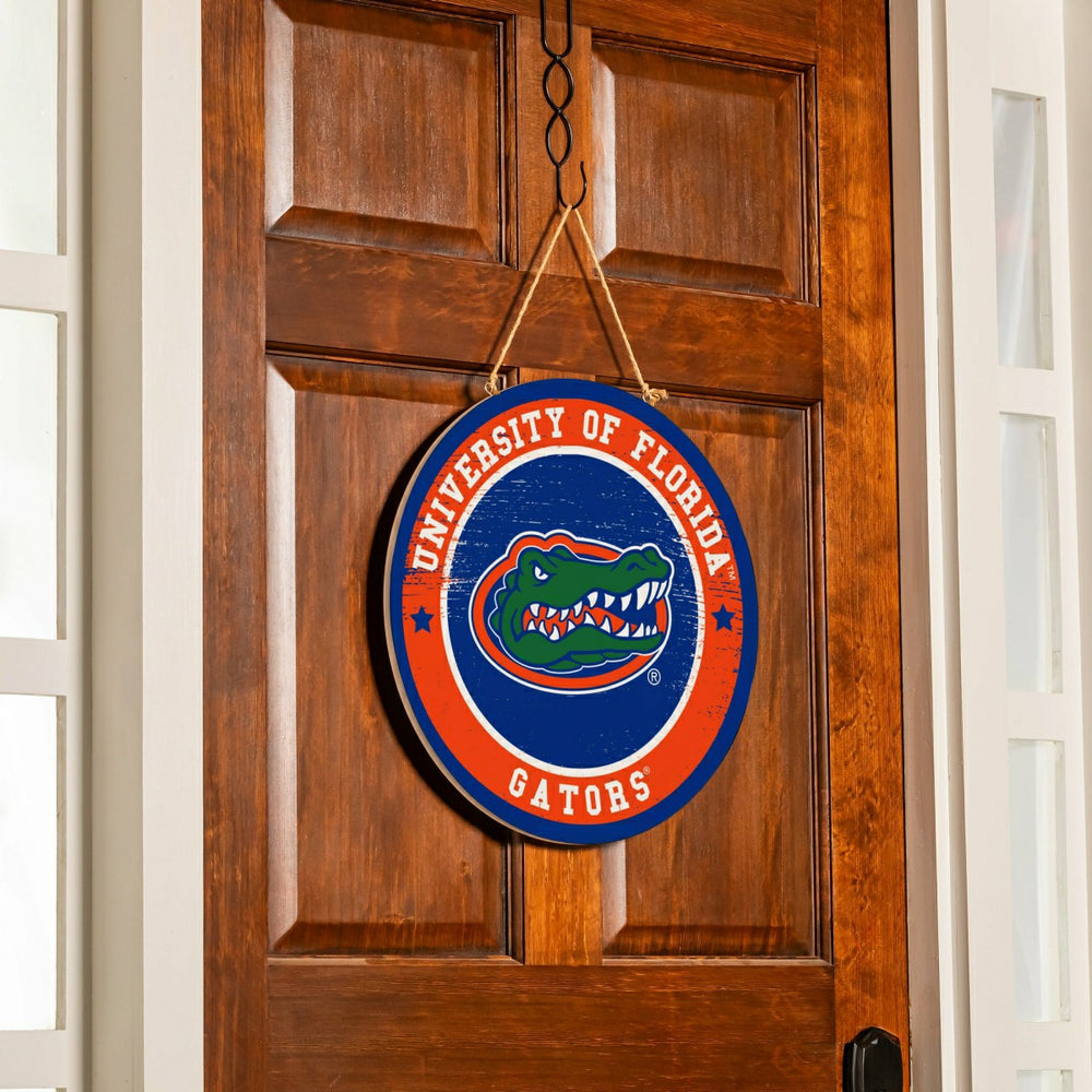 University of Florida Round Door Décor with Hanging Rope, 18x18 - Collegiate Home