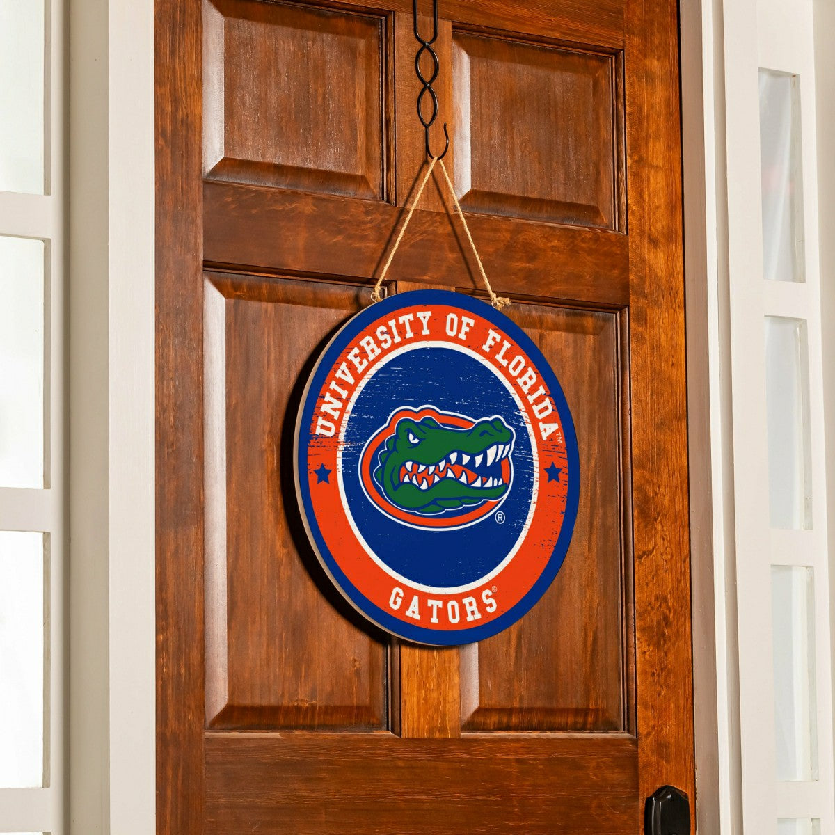 University of Florida Round Door Décor with Hanging Rope, 18x18 - Collegiate Home