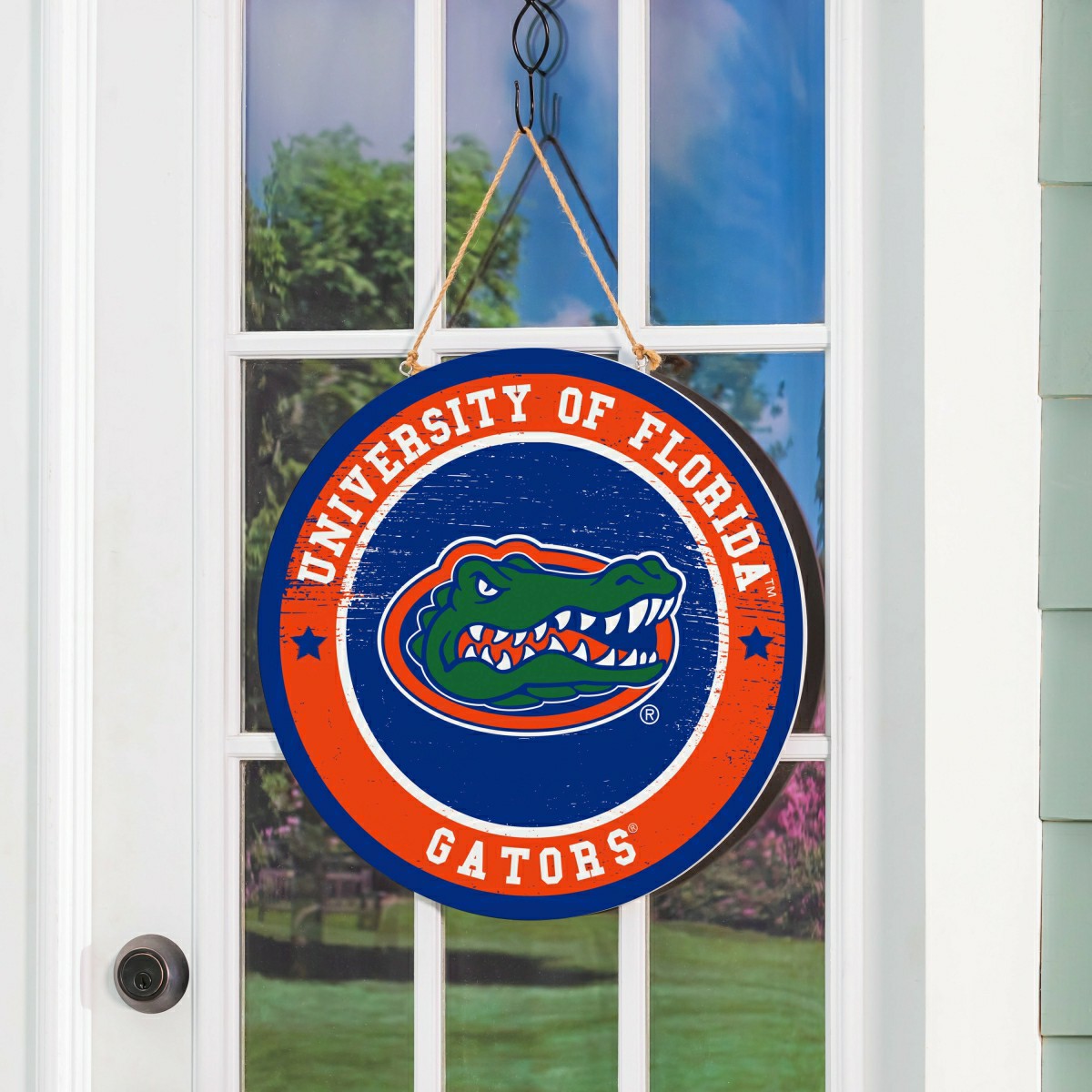 University of Florida Round Door Décor with Hanging Rope, 18x18 - Collegiate Home