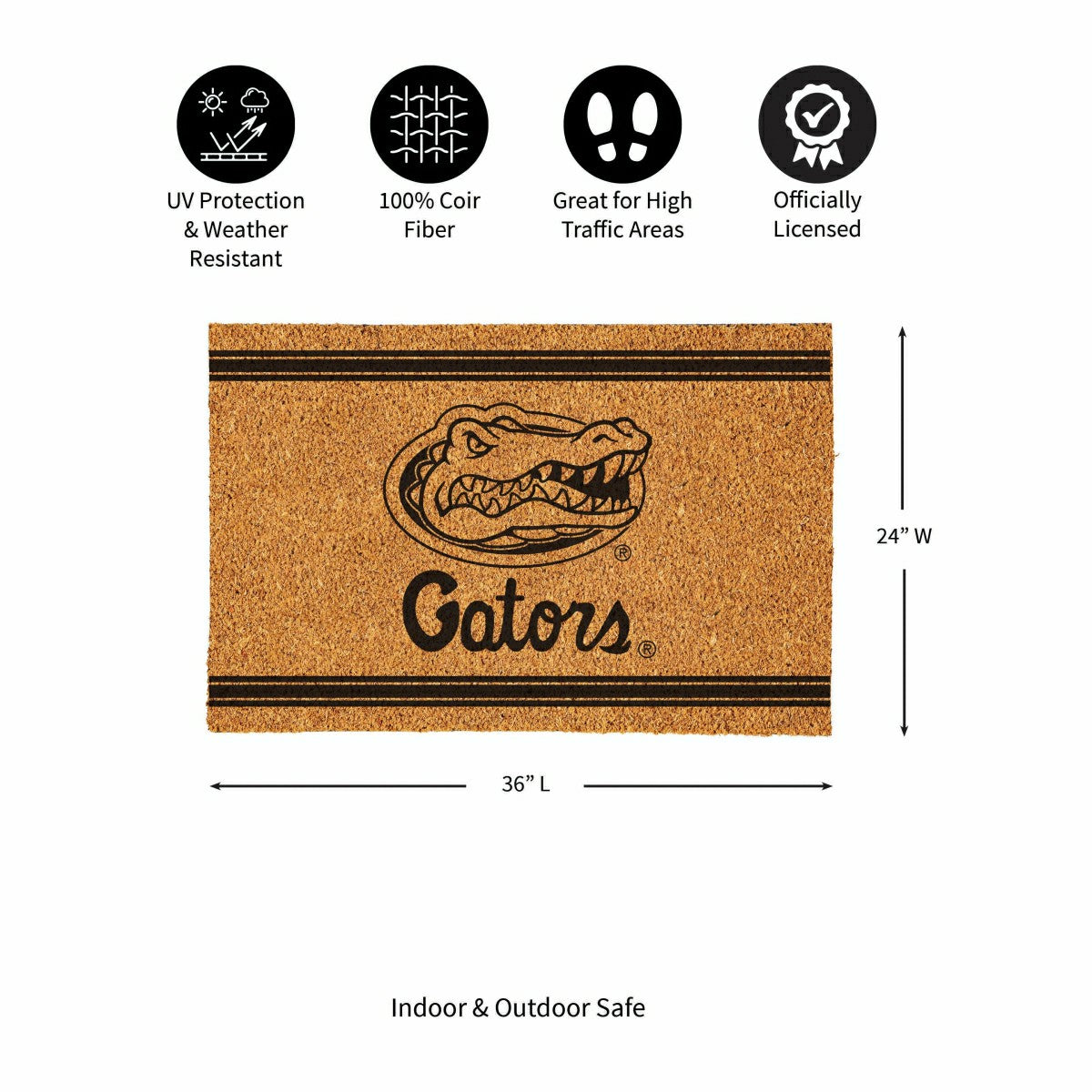 University of Florida Large One Color Coir Mat, 36"x24" - Collegiate