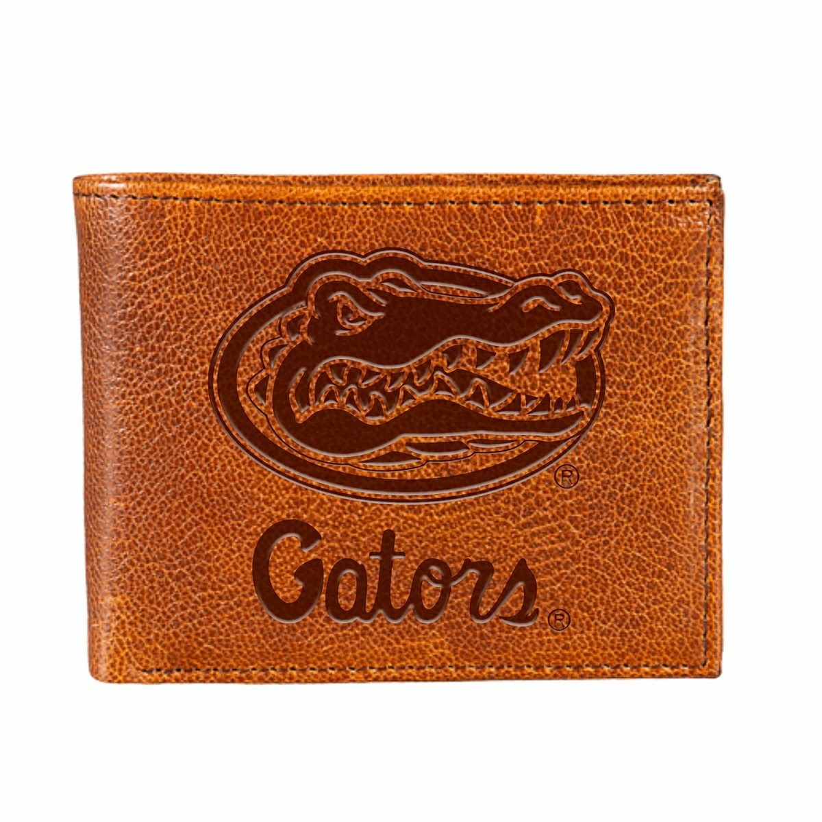 University of Florida, Embossed 100% Genuine Tumbled Leather Passcase  - Collegiate Home