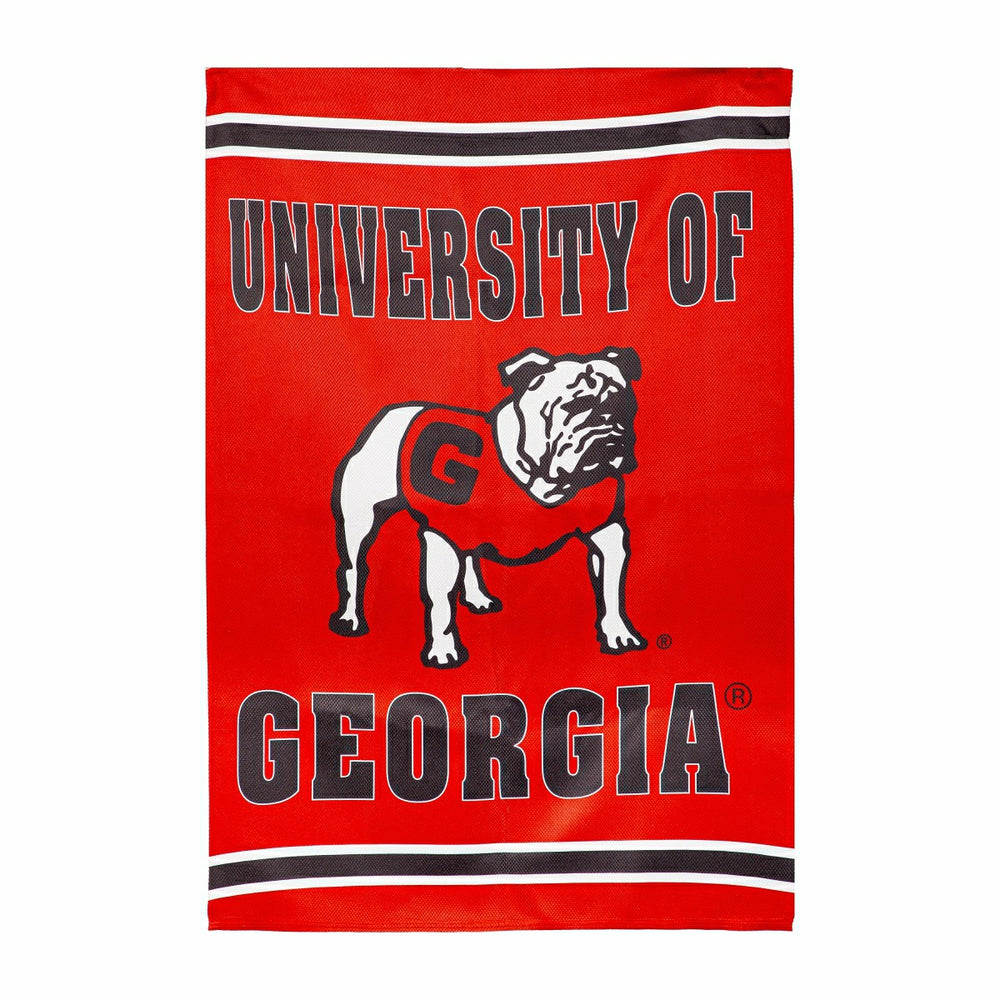 University of Georgia Alternate Bulldog Logo Embossed Suede House Flag - Collegiate Home