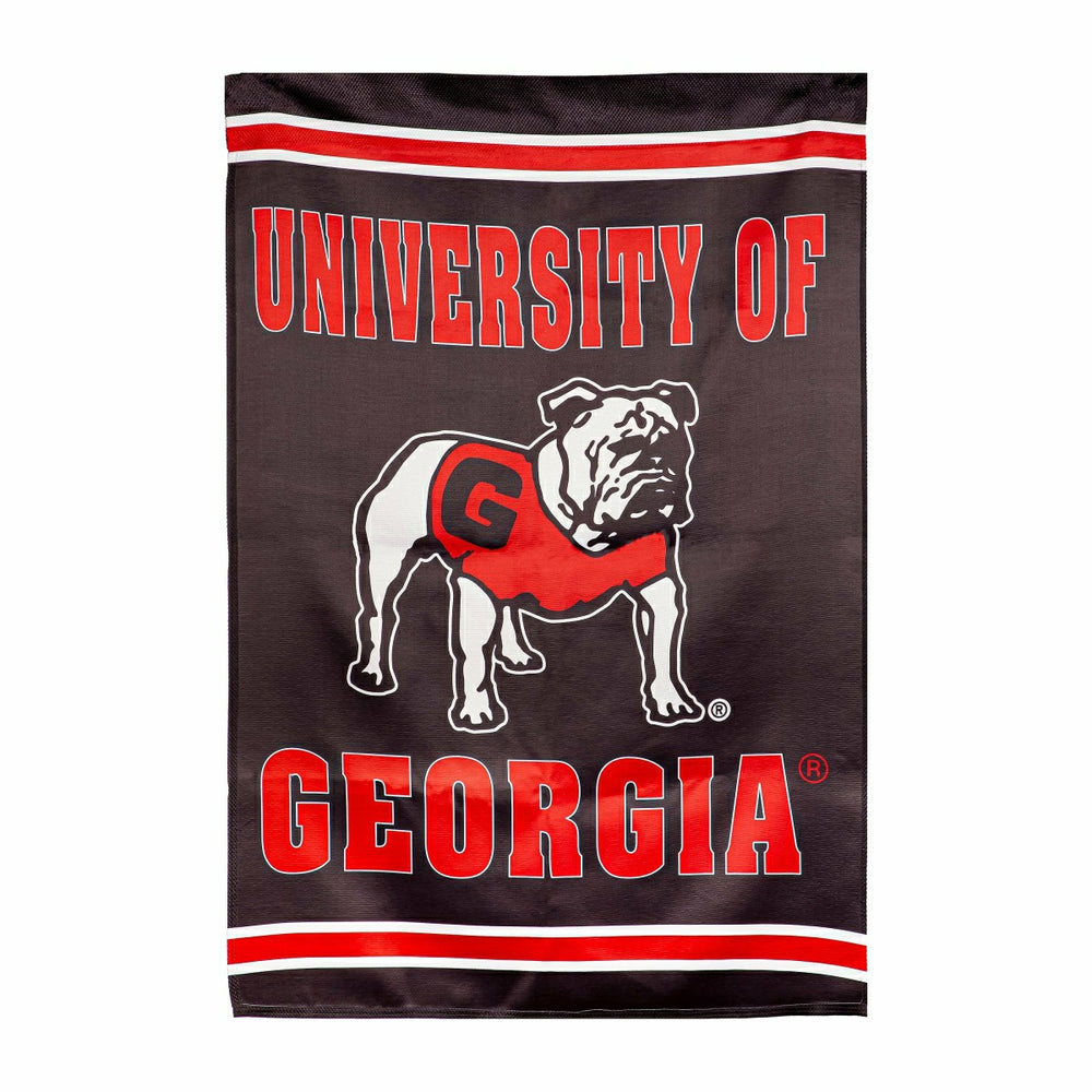 University of Georgia Alternate Bulldog Logo Embossed Suede House Flag - Collegiate Home