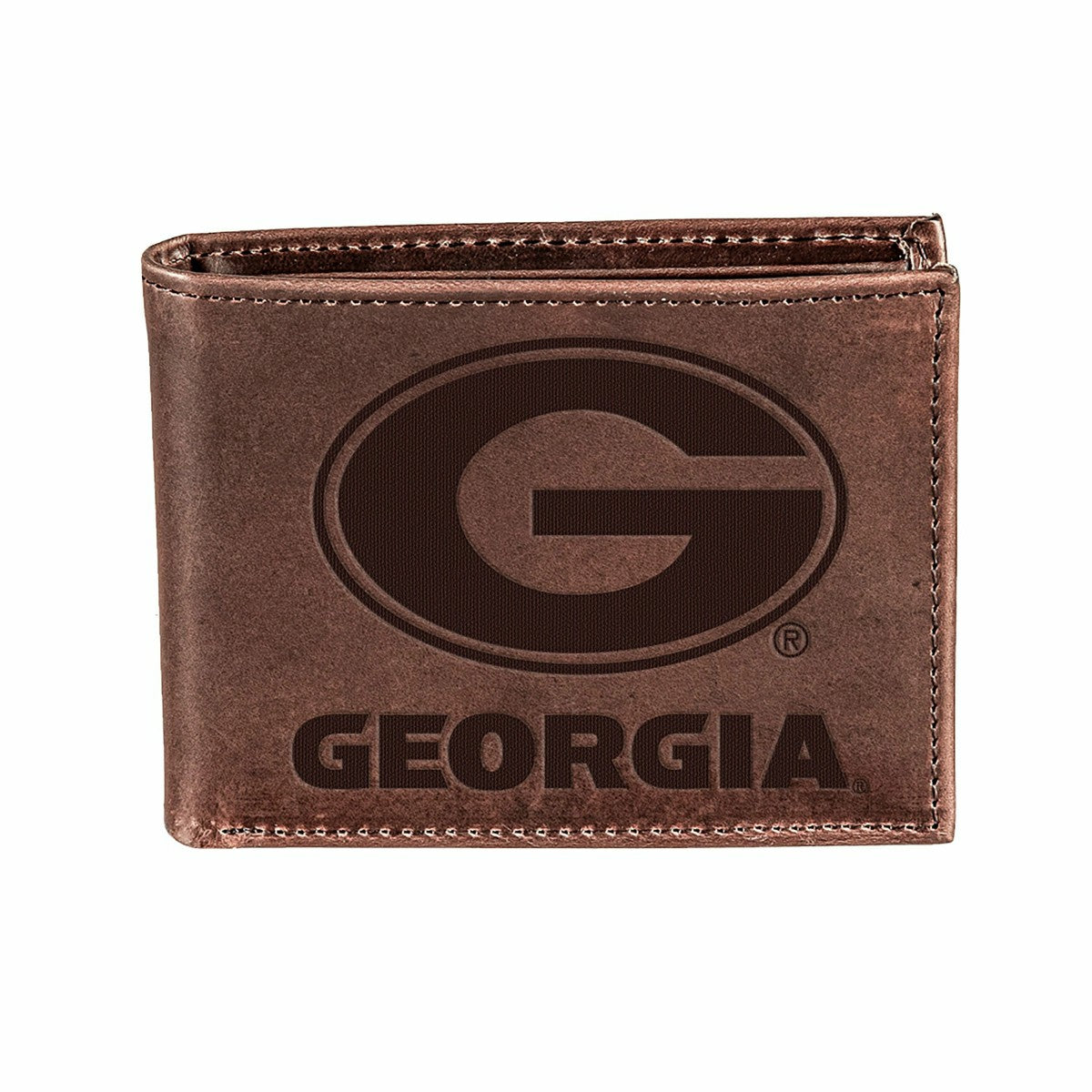 University of Georgia, Bi-Fold Wallet, Brown, CH, 100% Genuine Leather - Collegiate Home