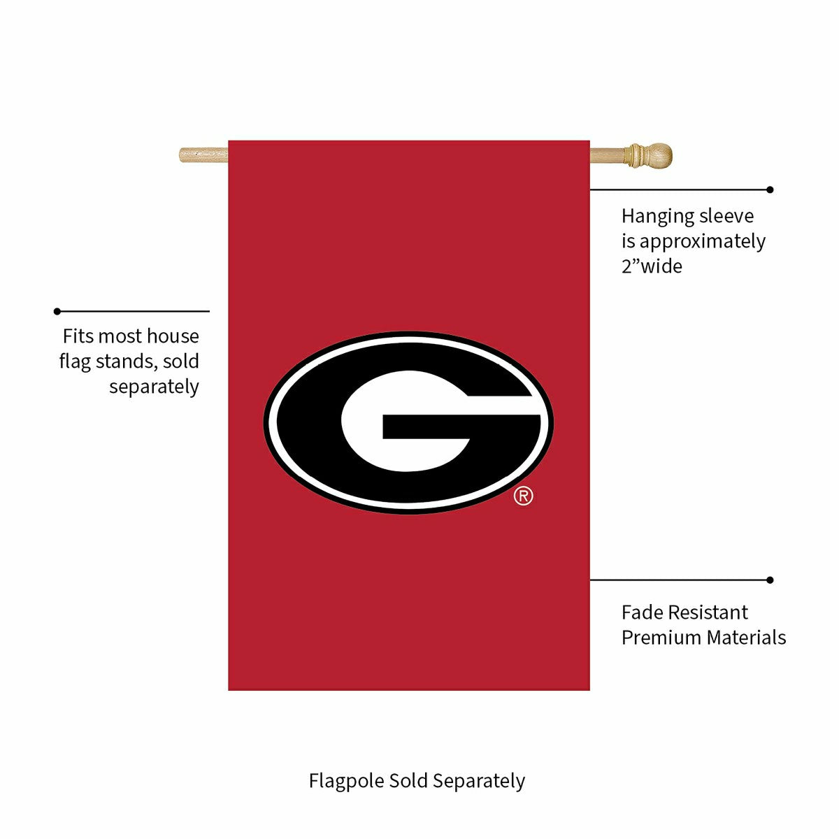 University of Georgia Applique House Flag - Collegiate Home