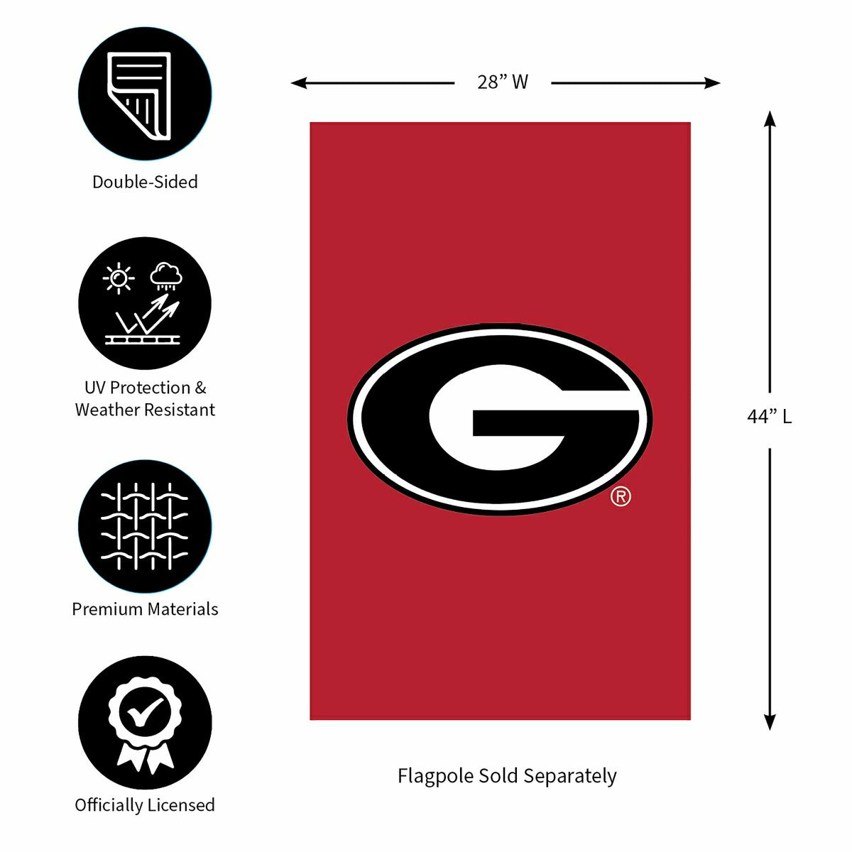 University of Georgia Applique House Flag - Collegiate Home