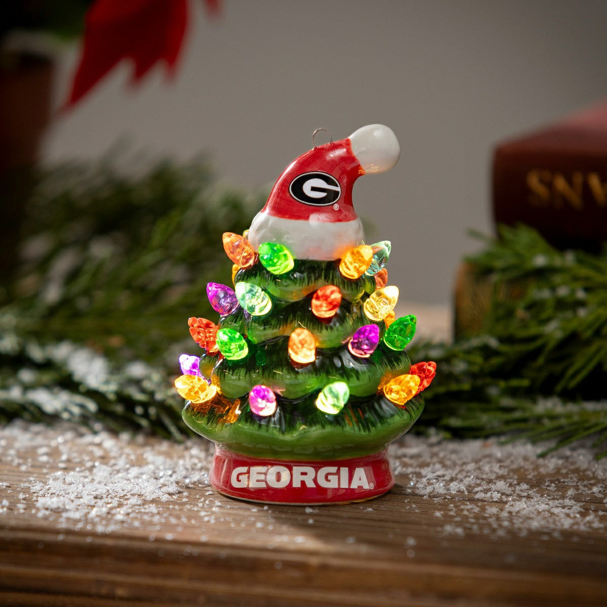4" Mini LED Tabletop Christmas Tree, Set of 2, University of Georgia - Collegiate Home