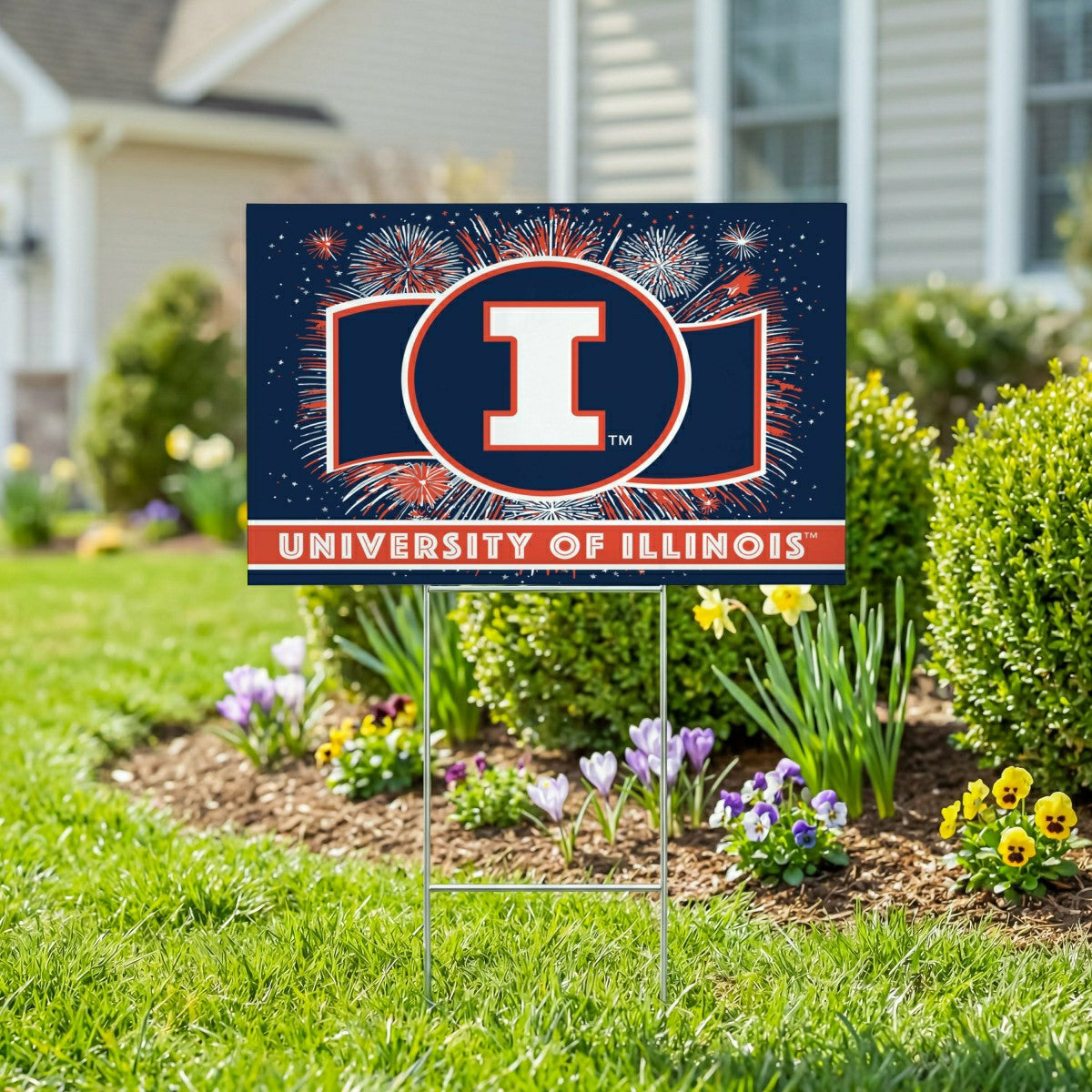 University of Illinois Yard Sign, Patriotic - Collegiate Home