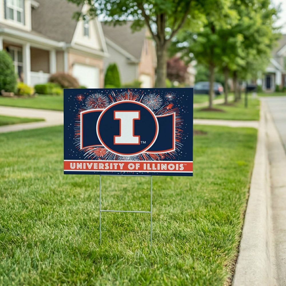 University of Illinois Yard Sign, Patriotic - Collegiate Home
