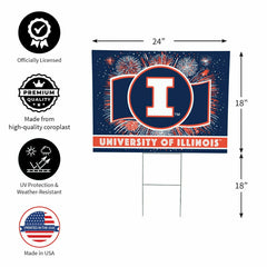 University of Illinois Yard Sign, Patriotic - Collegiate Home