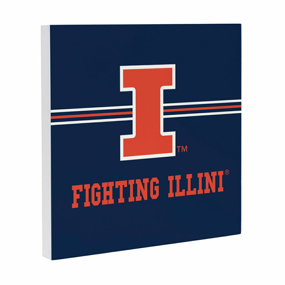University of Illinois Wood Wall Sign, 12x12 - Collegiate Home