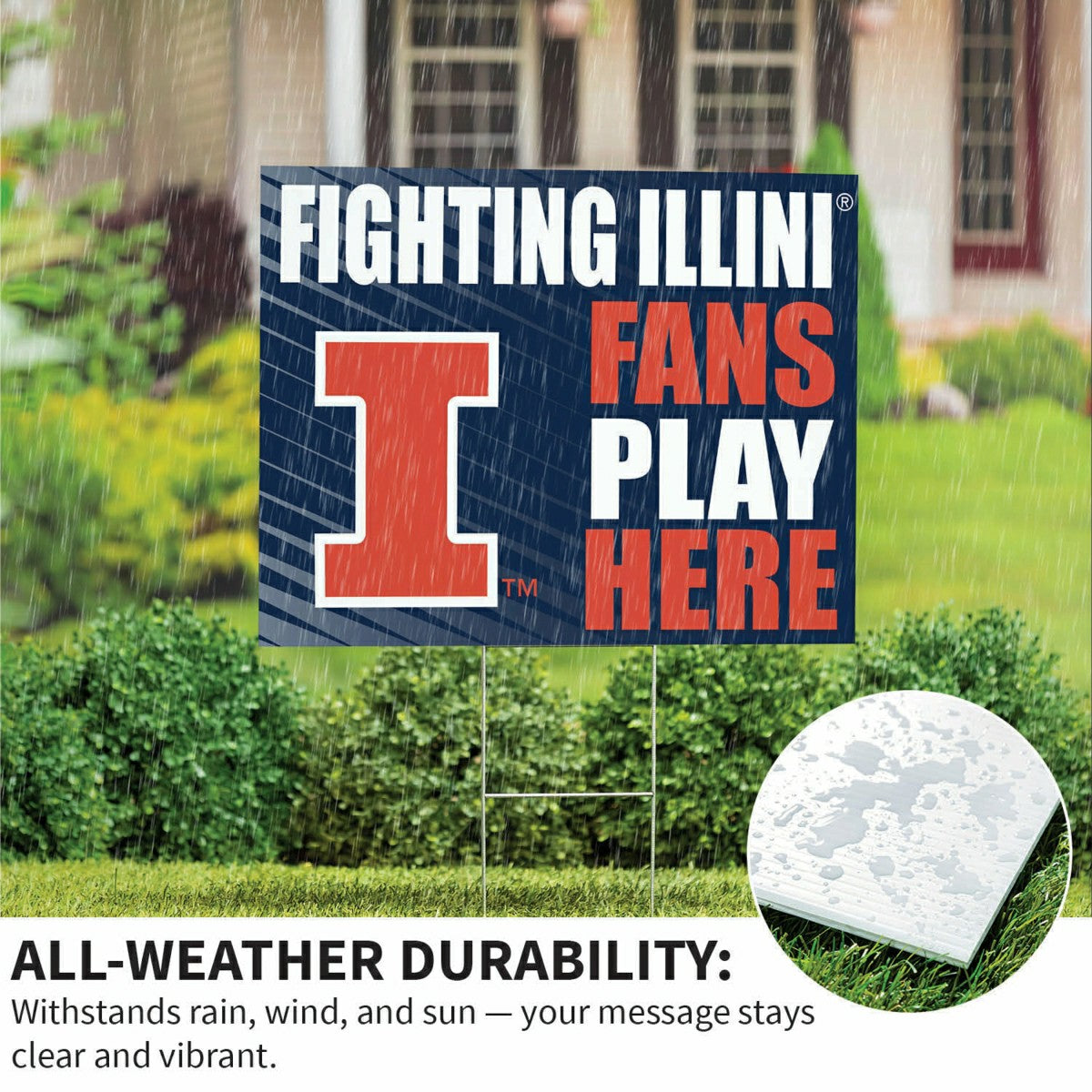 University of Illinois Coroplast Yard Sign "Fans Play Here" - Collegiate Home
