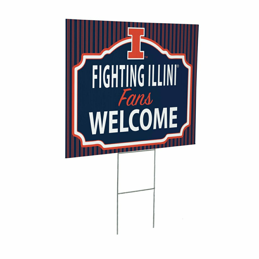 University of Illinois Coroplast Yard Sign, "Fans Welcome" - Collegiate Home