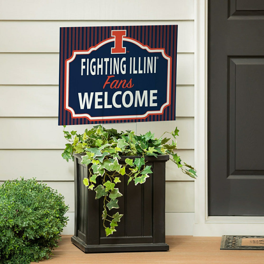 University of Illinois Coroplast Yard Sign, "Fans Welcome" - Collegiate Home