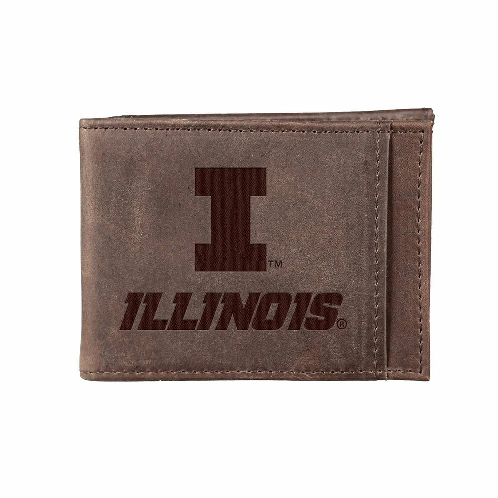 Front Pocket Wallet w/ RFID Blocking, University of Illinois, Brown - Collegiate Home