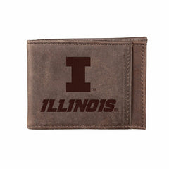 Front Pocket Wallet w/ RFID Blocking, University of Illinois, Brown - Collegiate Home