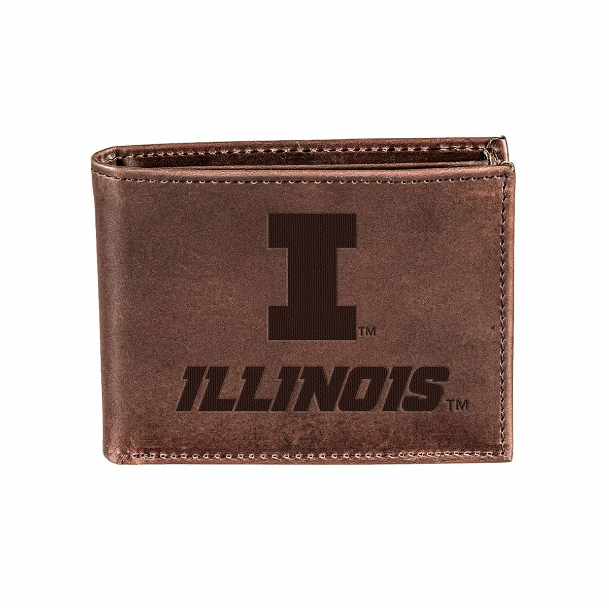 University of Illinois, Bi-Fold Wallet, Brown, CH, 100% Genuine Leathe - Collegiate Home