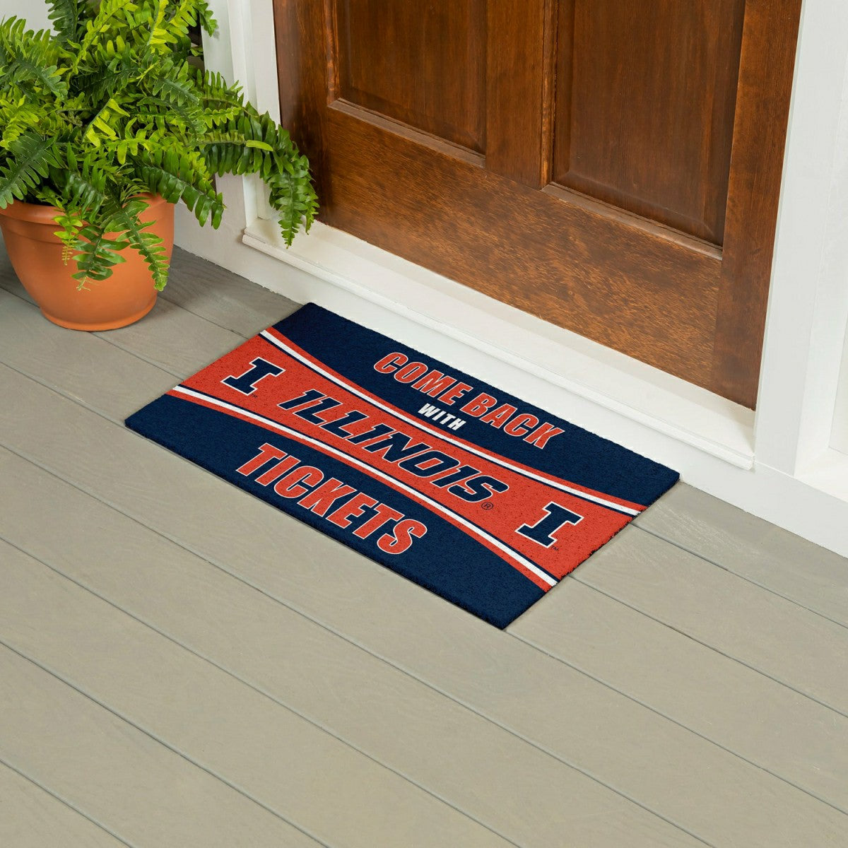 28" x 16" PVC Trapper Mat, Come Back with Tickets, University of Illin - Collegiate