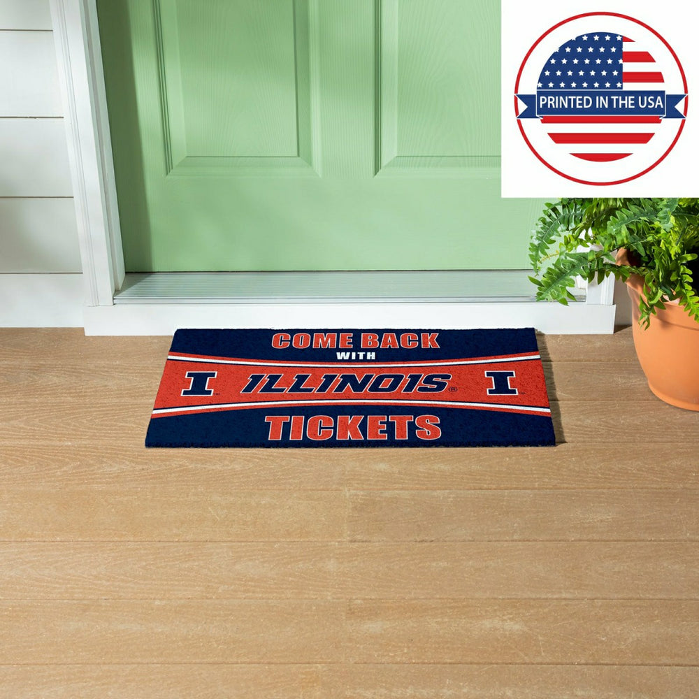 28" x 16" PVC Trapper Mat, Come Back with Tickets, University of Illin - Collegiate