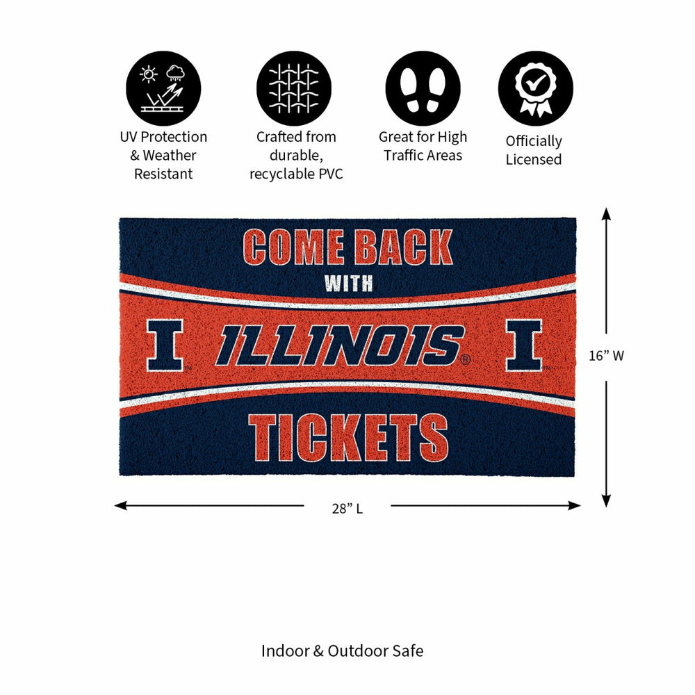 28" x 16" PVC Trapper Mat, Come Back with Tickets, University of Illin - Collegiate