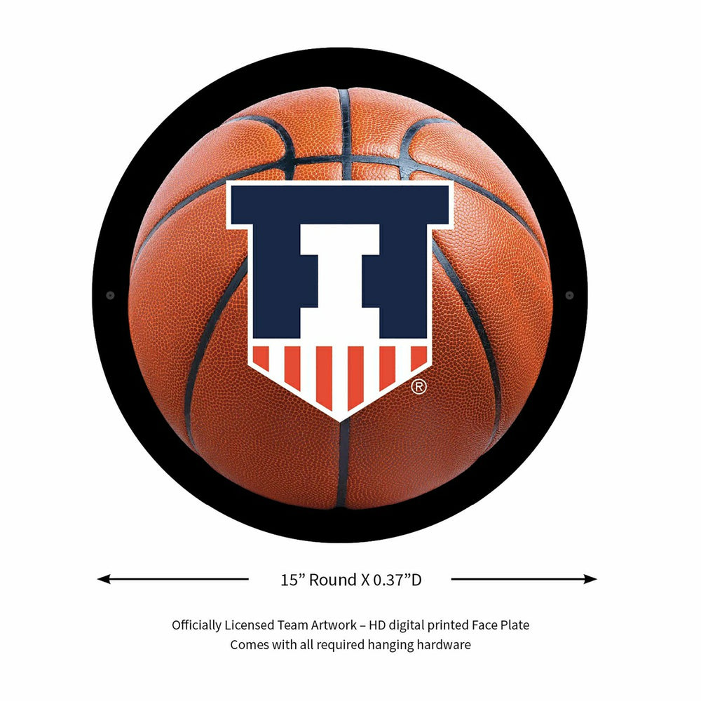 LED Wall Decor, Round, Med, Illinois, Basketball - Collegiate Home