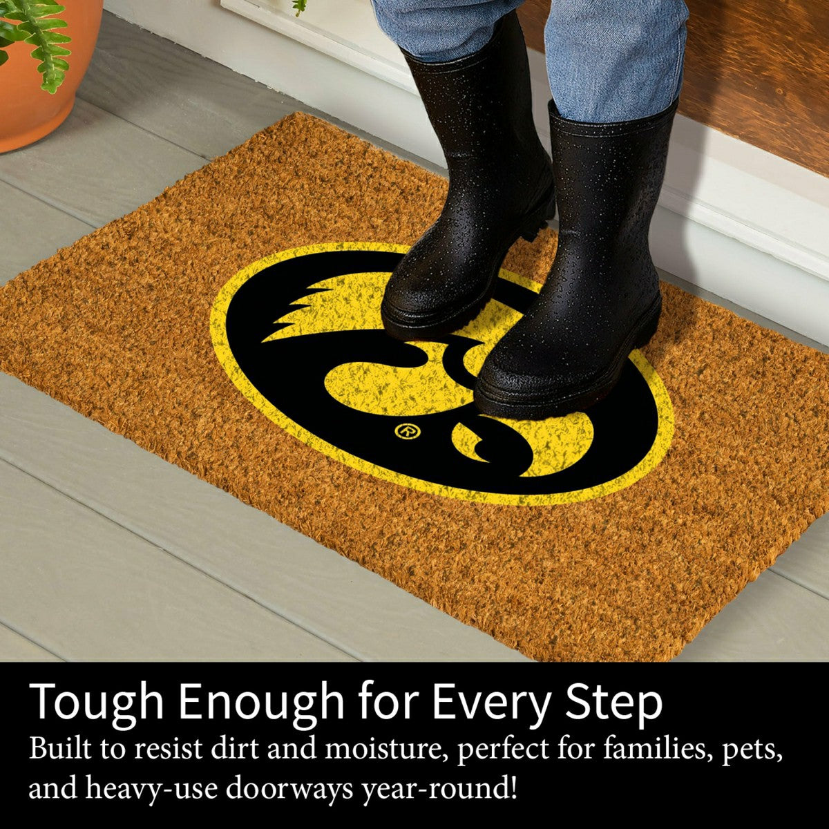 Coir Mat, 16"x28", University of Iowa - Collegiate