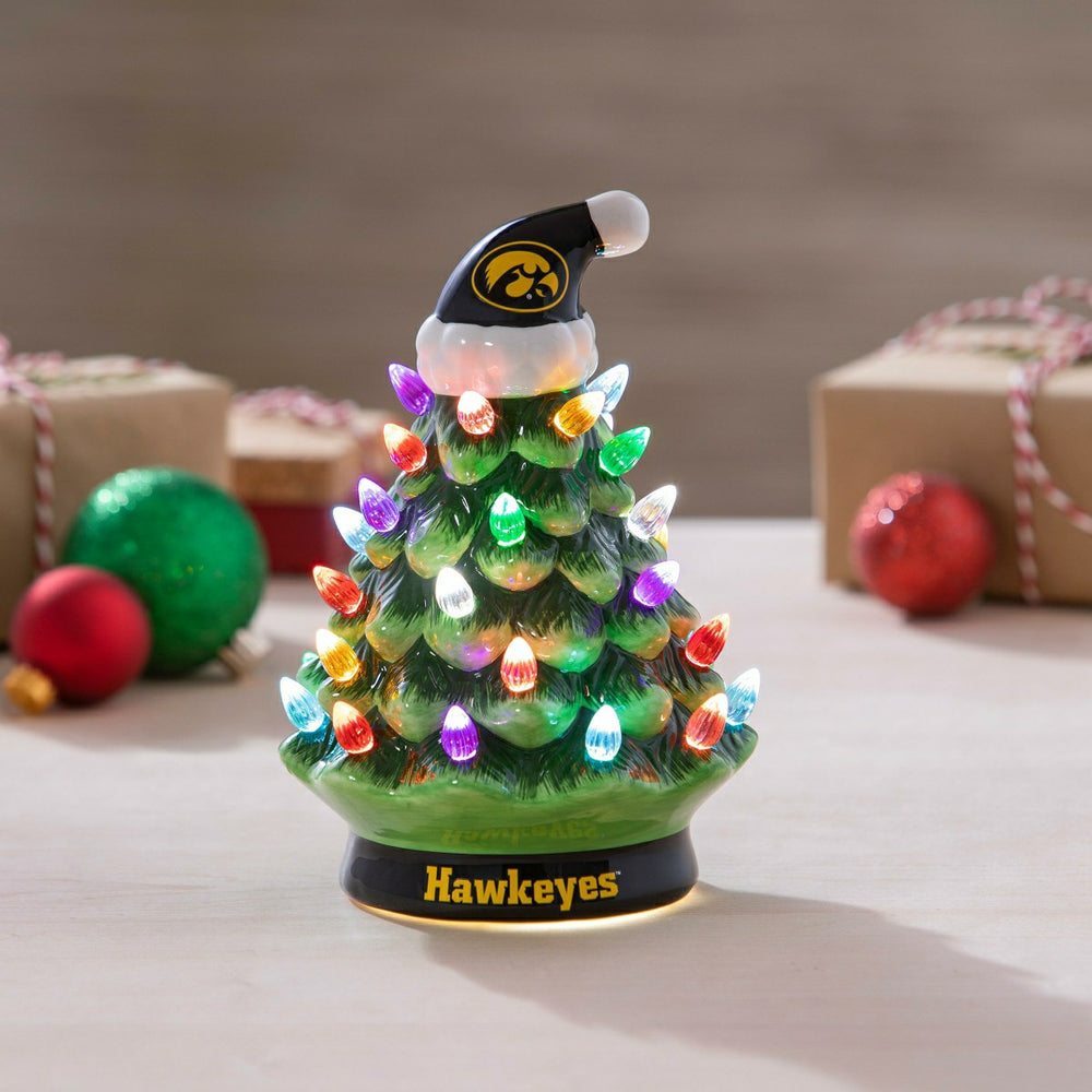 8" LED Ceramic Christmas Tree, University of Iowa - Collegiate Home