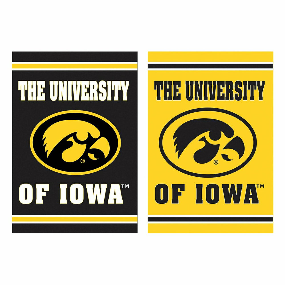 Embossed Suede Flag, House Size, University of Iowa - Collegiate Sale Home