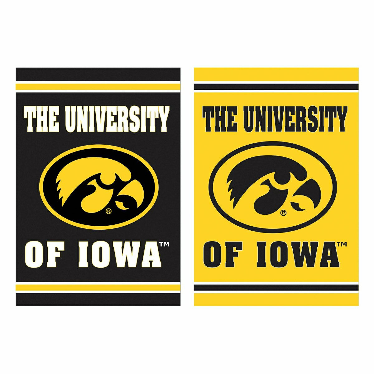 Embossed Suede Flag, House Size, University of Iowa - Collegiate Sale Home