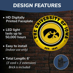 University of Iowa, Metal Lite, Round - Collegiate