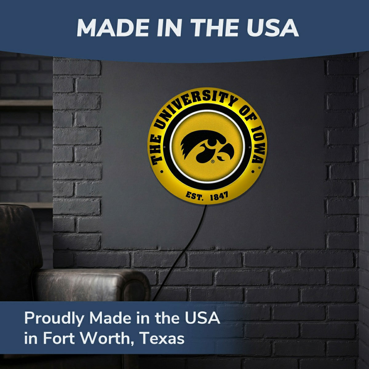 University of Iowa, Metal Lite, Round - Collegiate