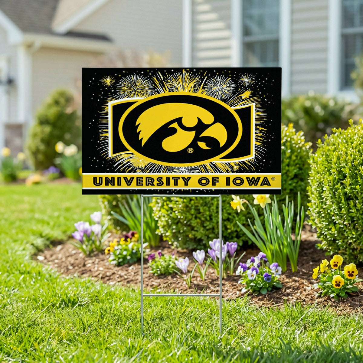 University of Iowa Yard Sign, Patriotic - Collegiate Home