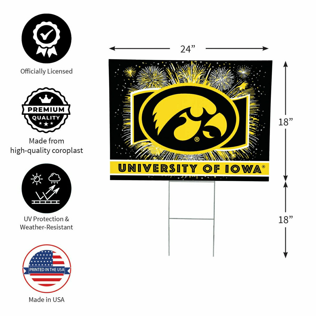 University of Iowa Yard Sign, Patriotic - Collegiate Home