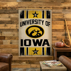 University of Iowa, Canvas Wall Tapestry, Large, 54x36 - Collegiate Home