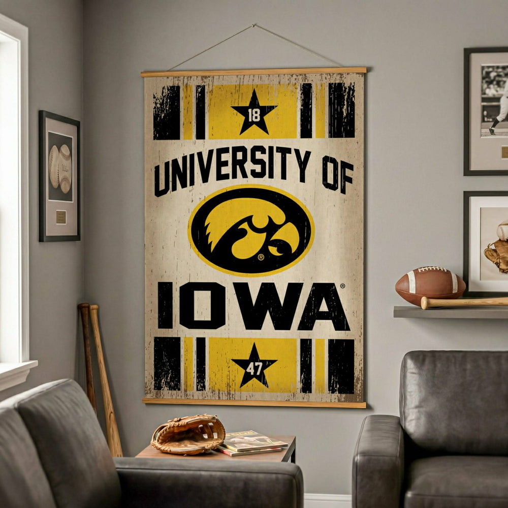 University of Iowa, Canvas Wall Tapestry, Large, 54x36 - Collegiate Home