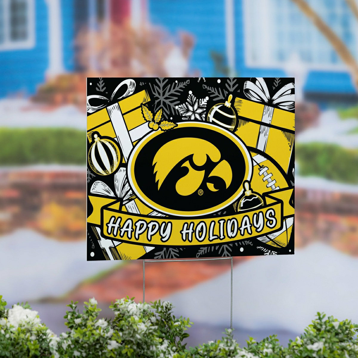 University of Iowa Yard Sign, Holiday - Collegiate Home