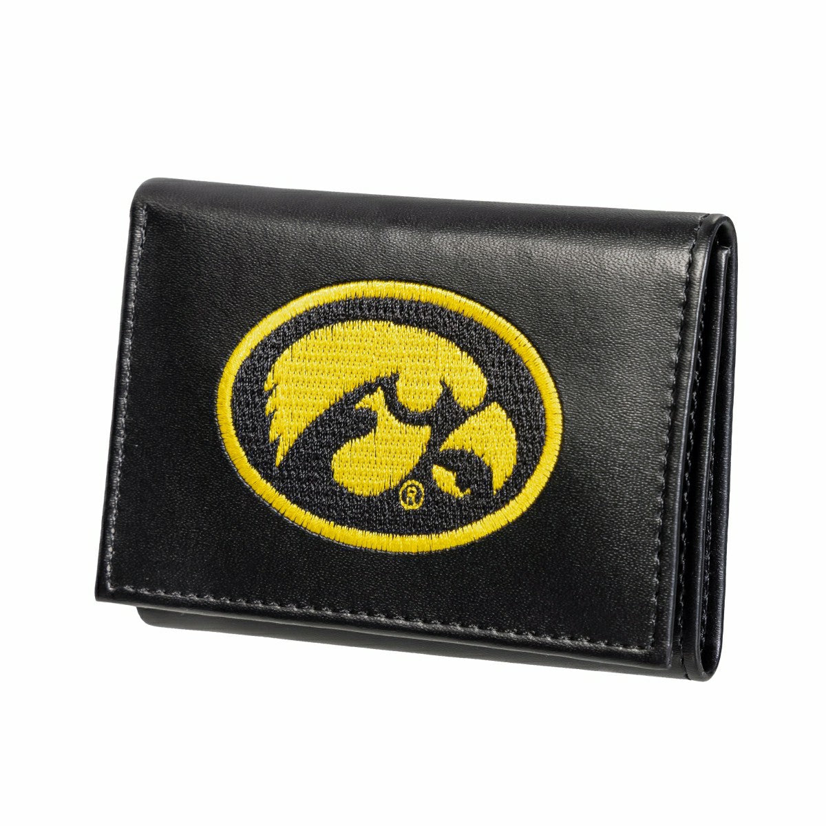 University of Iowa Black Tri-Fold Embroidered Wallet w/ RFID Blocking - Collegiate Home