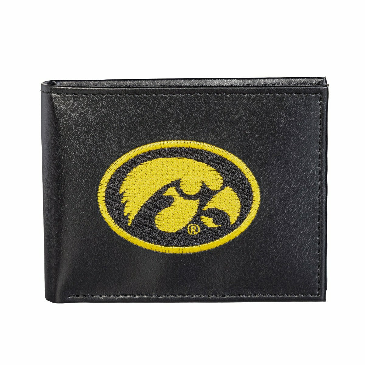 University of Iowa Black Bi-Fold Embroidered Wallet w/ RFID Blocking - Collegiate Home